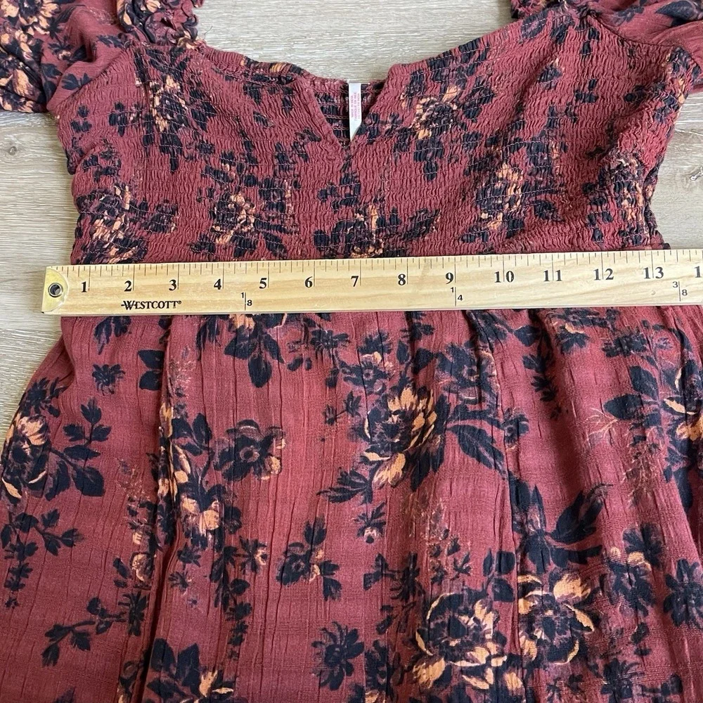 Free People SM Jaymes Midi Dress Smocked Vamp Romance Whimsy Grunge Fairy $168 - Picture 6 of 12